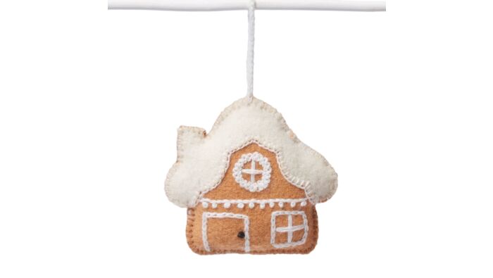 Decorative hanger gingerbread house, pure wool, handmade