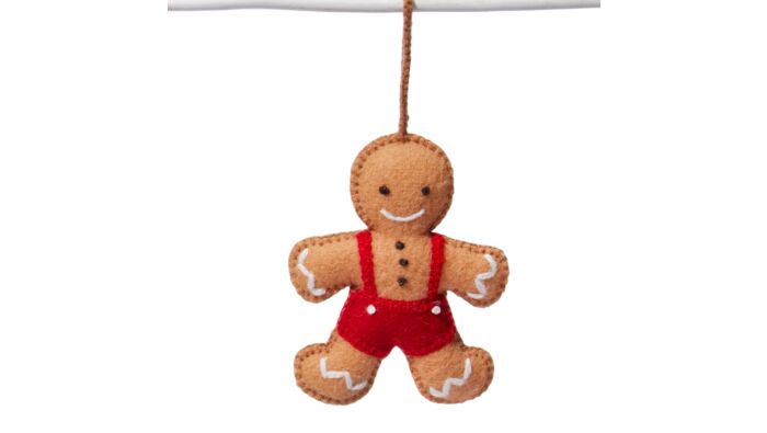 Decorative hanger gingerbread man, pure wool, handmade