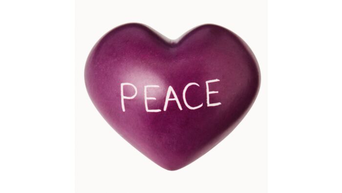 Soapstone Heart, purple, "Peace"