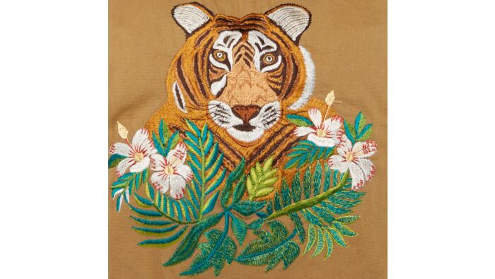 Backpack with tiger embroidery