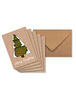 5er Set Plan Weihnachtskarten - Tannenbaum mit 