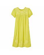  Kurzärmeliges Kleid mit Blumenstickerei, Limone