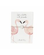 Friendship card with bracelet, flamingo