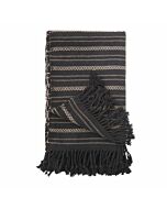 Schweres Plaid mit Fransen, schwarz
