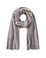 Woolen scarf, grey-beige, stripes, hand-woven