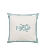 Cushion cover with fish print, mint 50 x 50 cm
