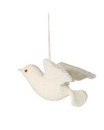 gefilzte fliegende weiße Taube als Dekoanhänger