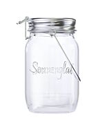 Einmachglas mit silbernen Verschluss/Deckel sowie der Aufschrift "Sonnenglas"