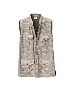 hellgraue Weste in hellgrau mit Tigerdruck, der Innenstoff ist braun