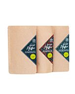 drei braune Papiertütchen mit Herstelleretiketten