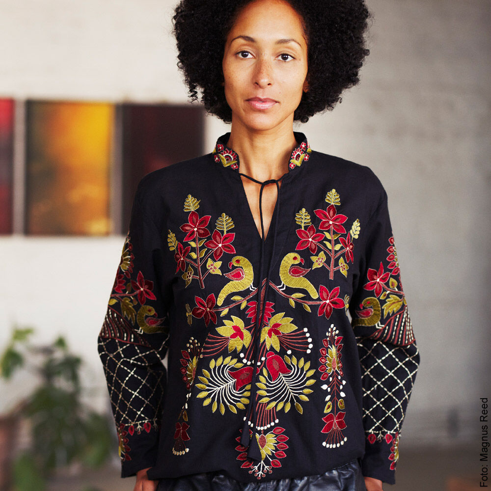 Bluse bestickt , reine Baumwolle-0