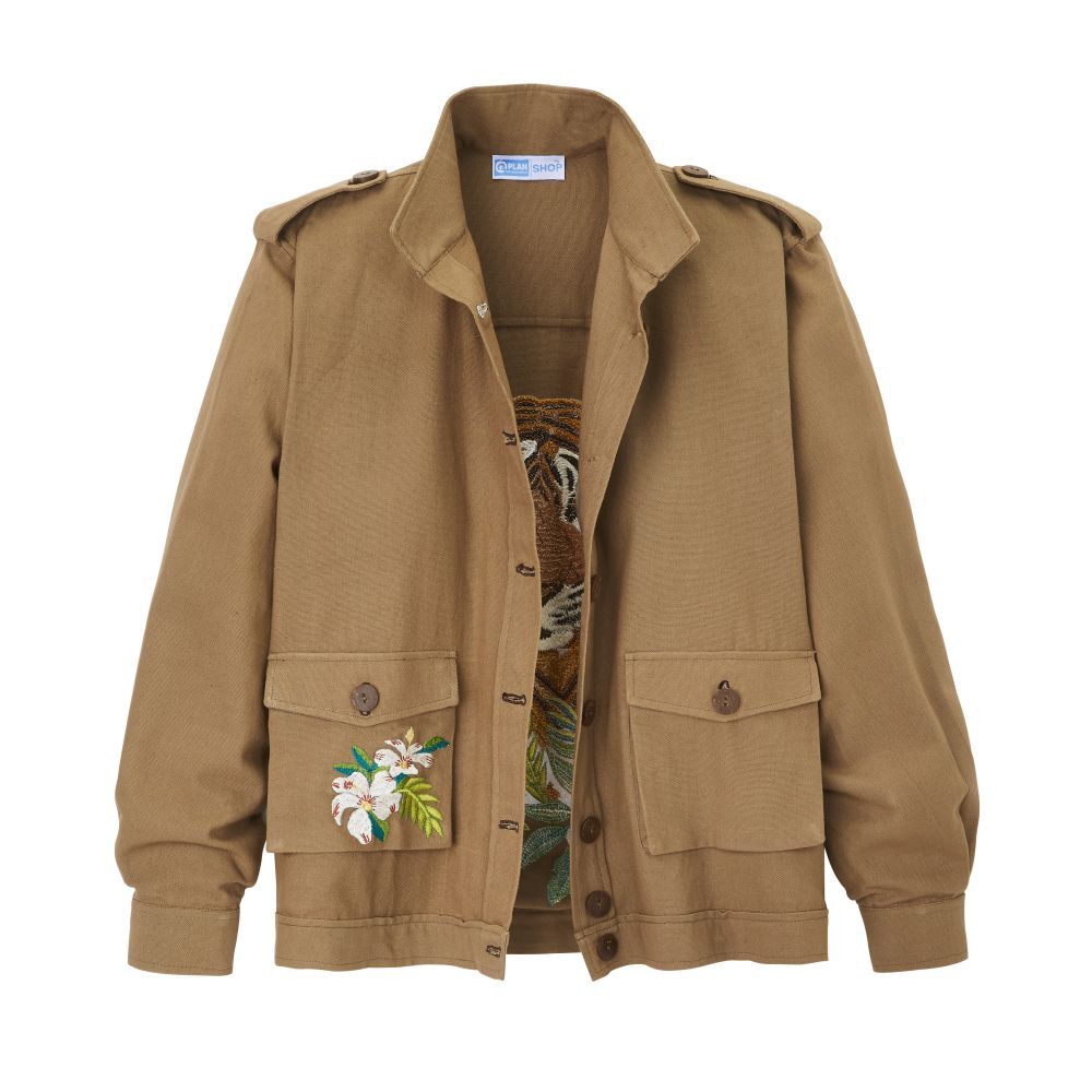 Jacke mit Tigerkopfstickerrei-1
