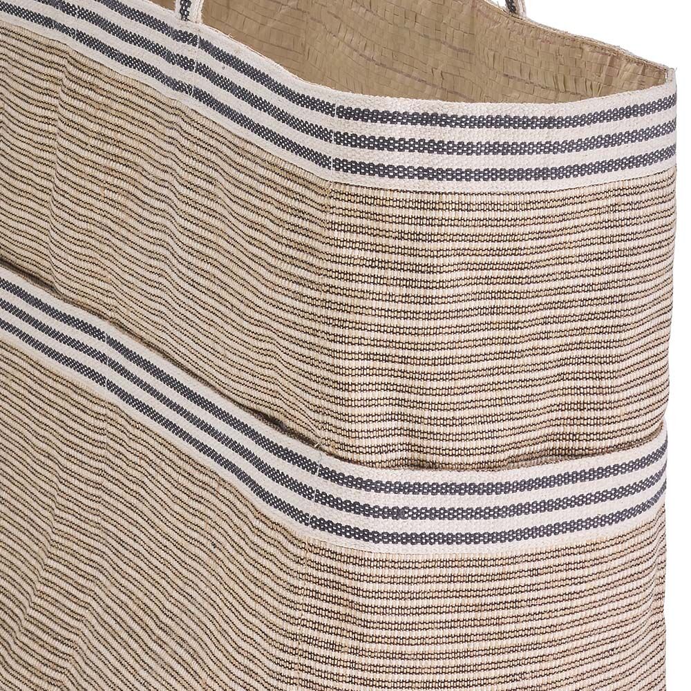 Jute Tote Bag, schwarz/beige gestreift-1