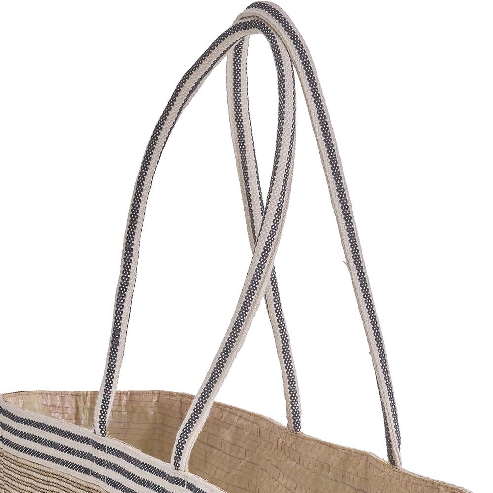 Jute Tote Bag, schwarz/beige gestreift-2