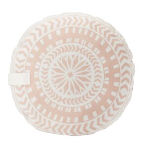 Yogakissen in rosa mit klarem Mandala Muster. In der Mitte ist ein Stern mit vielen Zacken.