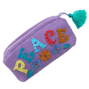 Täschchen mit bunter Stickerei und Applikation.