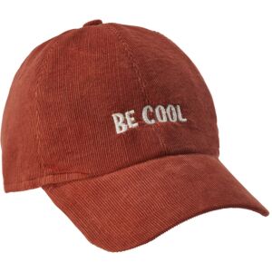 Braune Cord-Cap mit Stickerei.