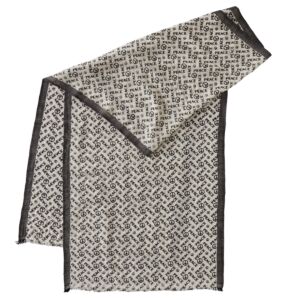 Schal mit Peaceprint, gelegt , schwarzer Seitenstreifen.