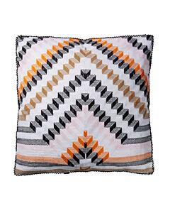 50x50 cm großes Kissen mit schwarz-weiß und orangefarbenem Muster