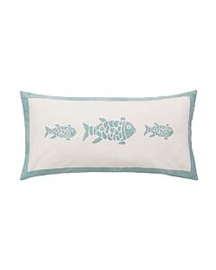 Kissenhülle mit Fisch-Print, mint 40 x 80