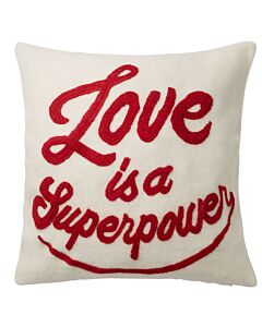 Kissenhülle mit Stickerei Love is a Superpower