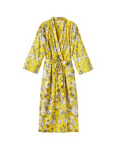 Kimono mit Allover-Print, Baumwolle, gelb