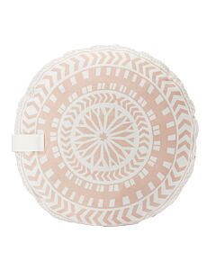 Yogakissen in rosa mit klarem Mandala Muster. In der Mitte ist ein Stern mit vielen Zacken.