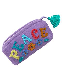 Täschchen mit bunter Stickerei und Applikation.