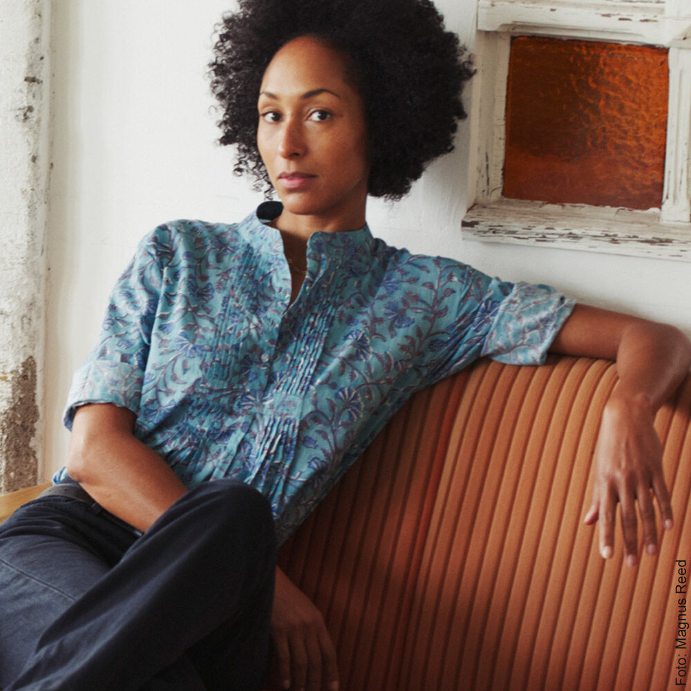 Bluse mit Blumenmuster, reine Baumwolle