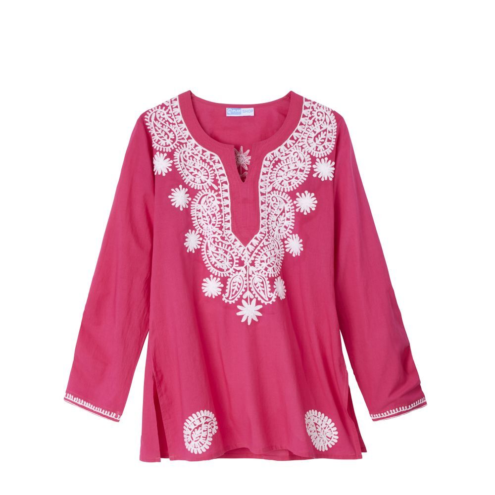 Tunika mit Stickerei, pink