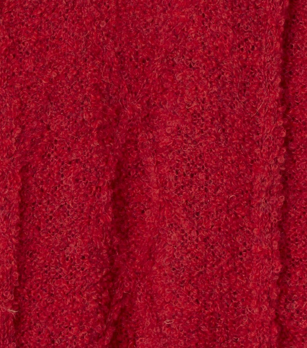 Bouclé -Pullover mit Zopfmuster, rot