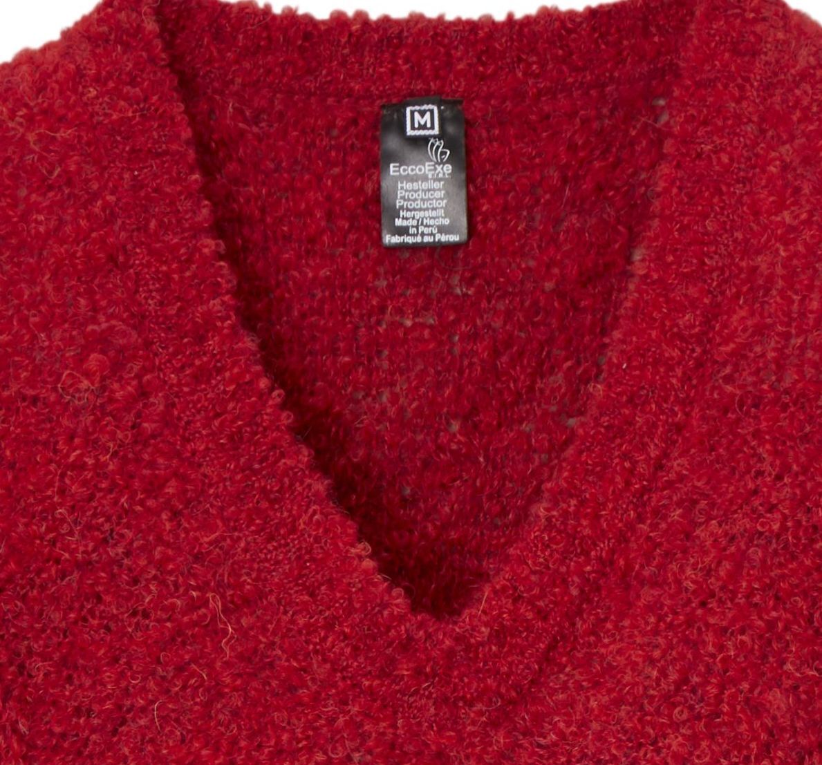 Bouclé -Pullover mit Zopfmuster, rot
