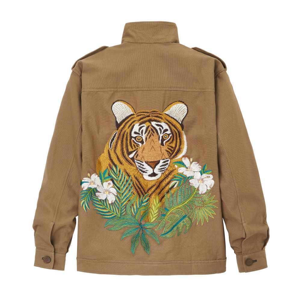 Jacke mit Tigerkopfstickerrei