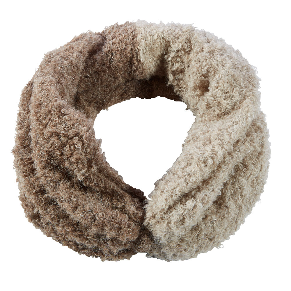 Bouclé-Mütze, Doppelseitig, hellbraun/beige