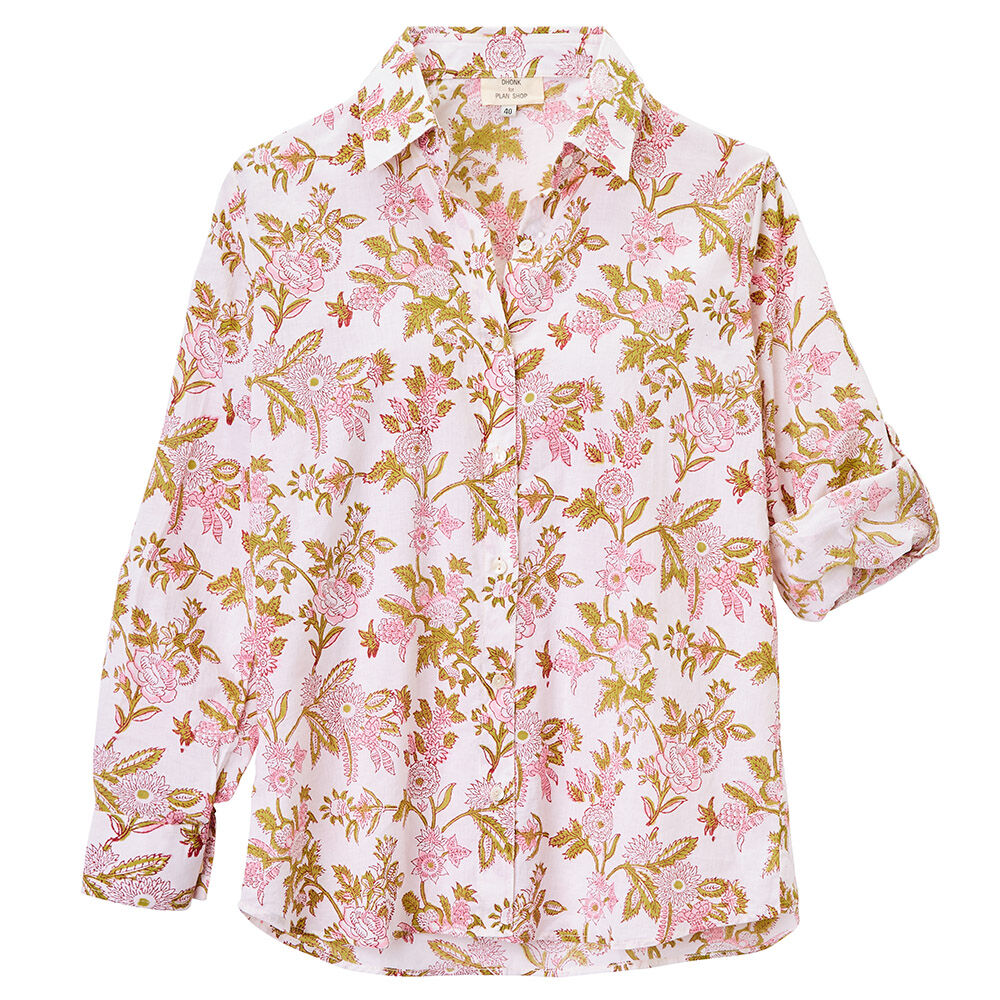 Bluse mit Blumenmuster, reine Baumwolle