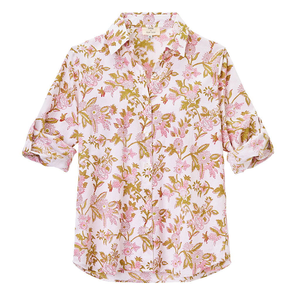 Bluse mit Blumenmuster, reine Baumwolle