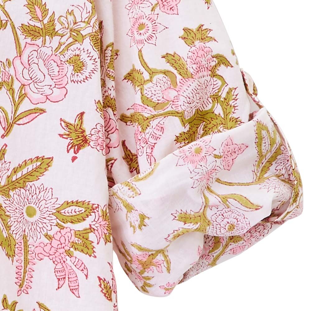 Bluse mit Blumenmuster, reine Baumwolle