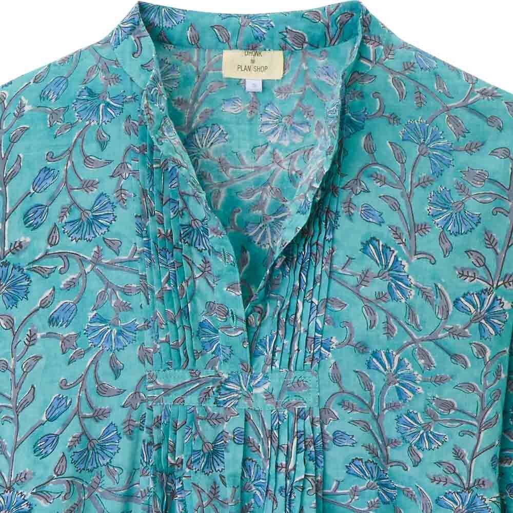 Bluse mit Blumenmuster, reine Baumwolle