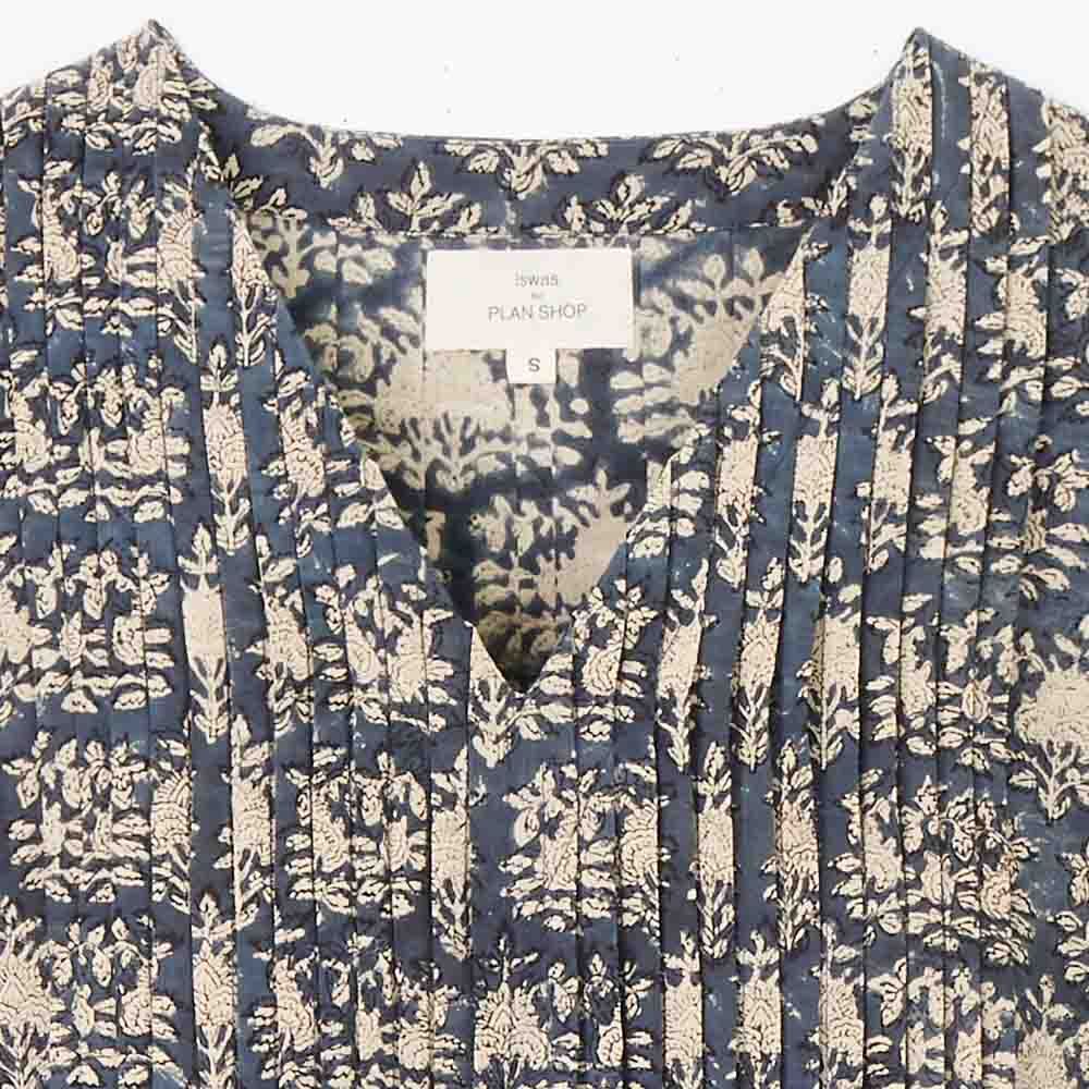 Bedrucktes Sommerkleid, reine Baumwolle, indigo gefärbt