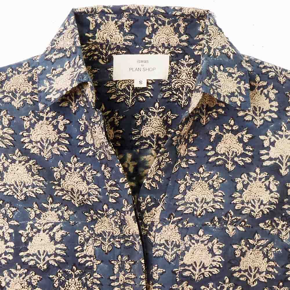 Bluse mit Print, reine Baumwolle, indigo gefärbt