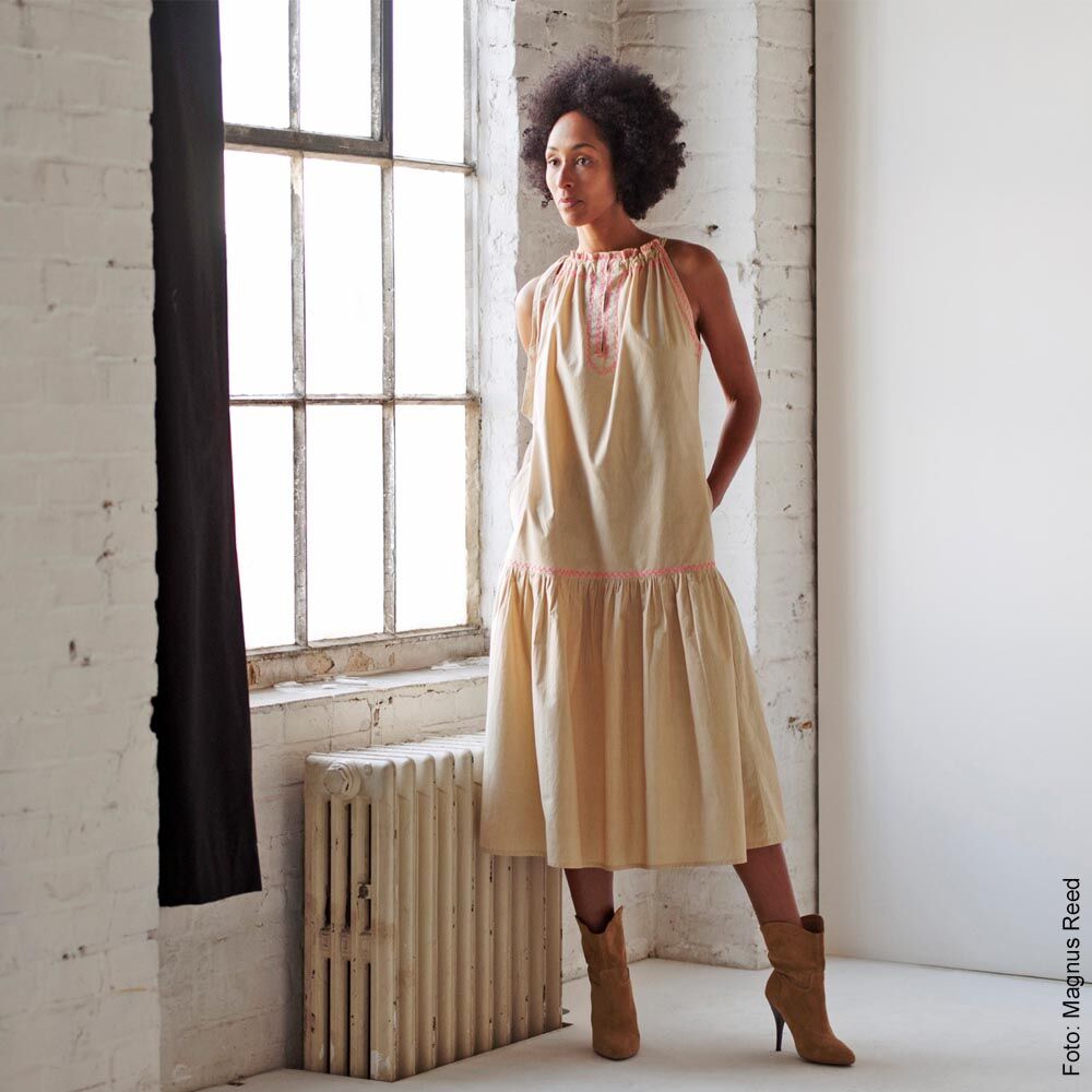 Neckholder-Kleid, Midi, reine Baumwolle