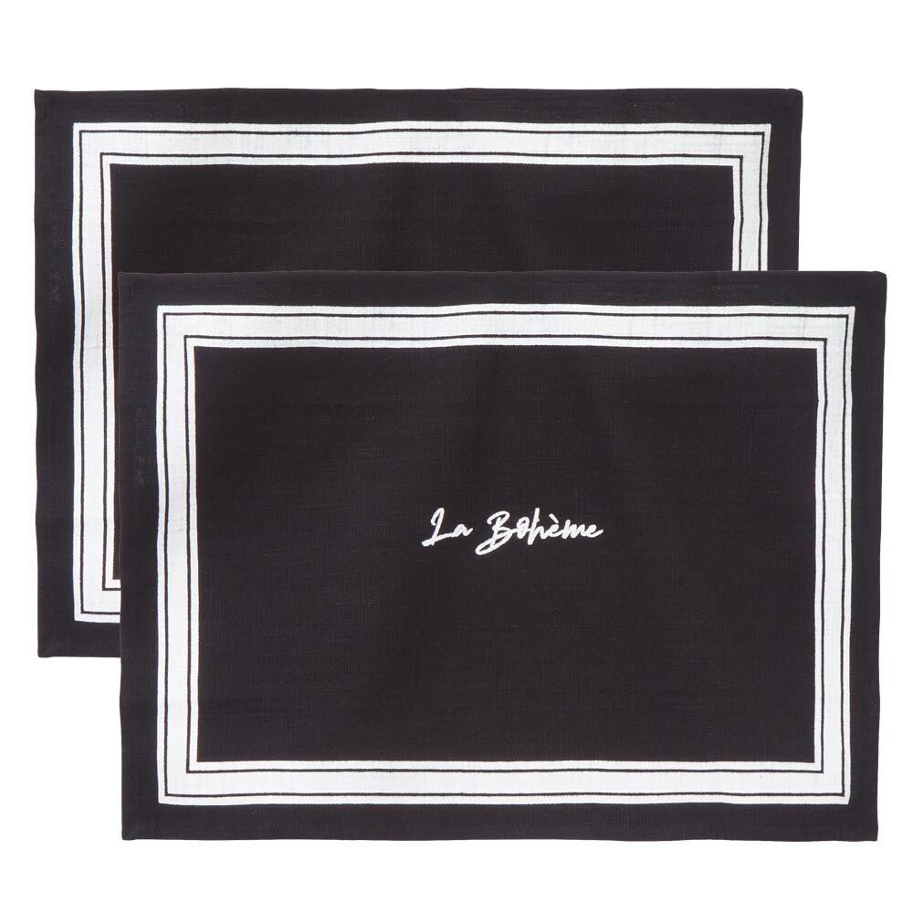 Platzsets, 2er-Set, reine Baumwolle, von Hand bedruckt