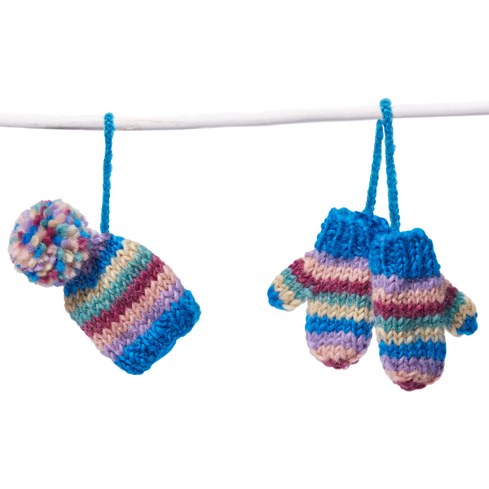 Deko-Anhänger, handgestrickt, Pudelmütze