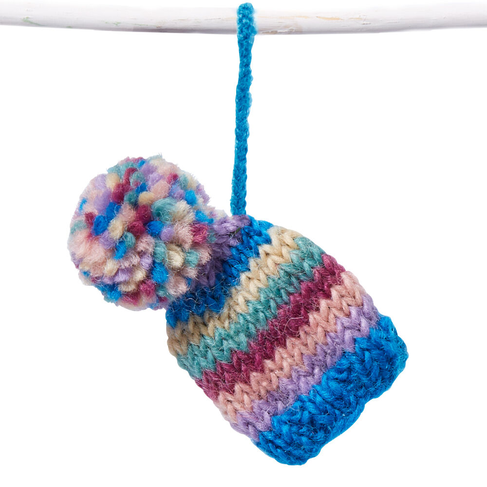 Deko-Anhänger, handgestrickt, Pudelmütze