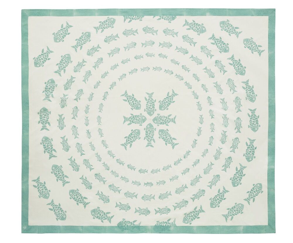 Tuch mit Fisch-Print, mint