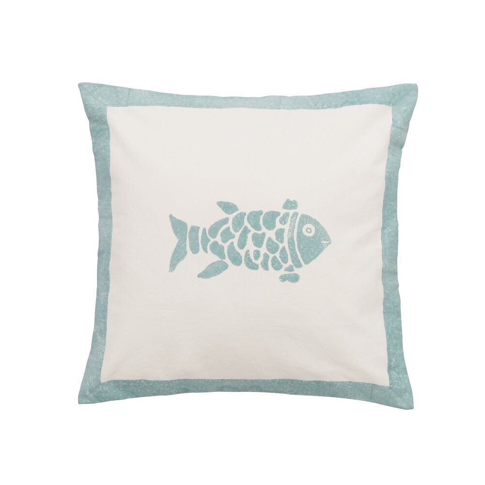 Kissenhülle mit Fisch-Print, mint 50 x50