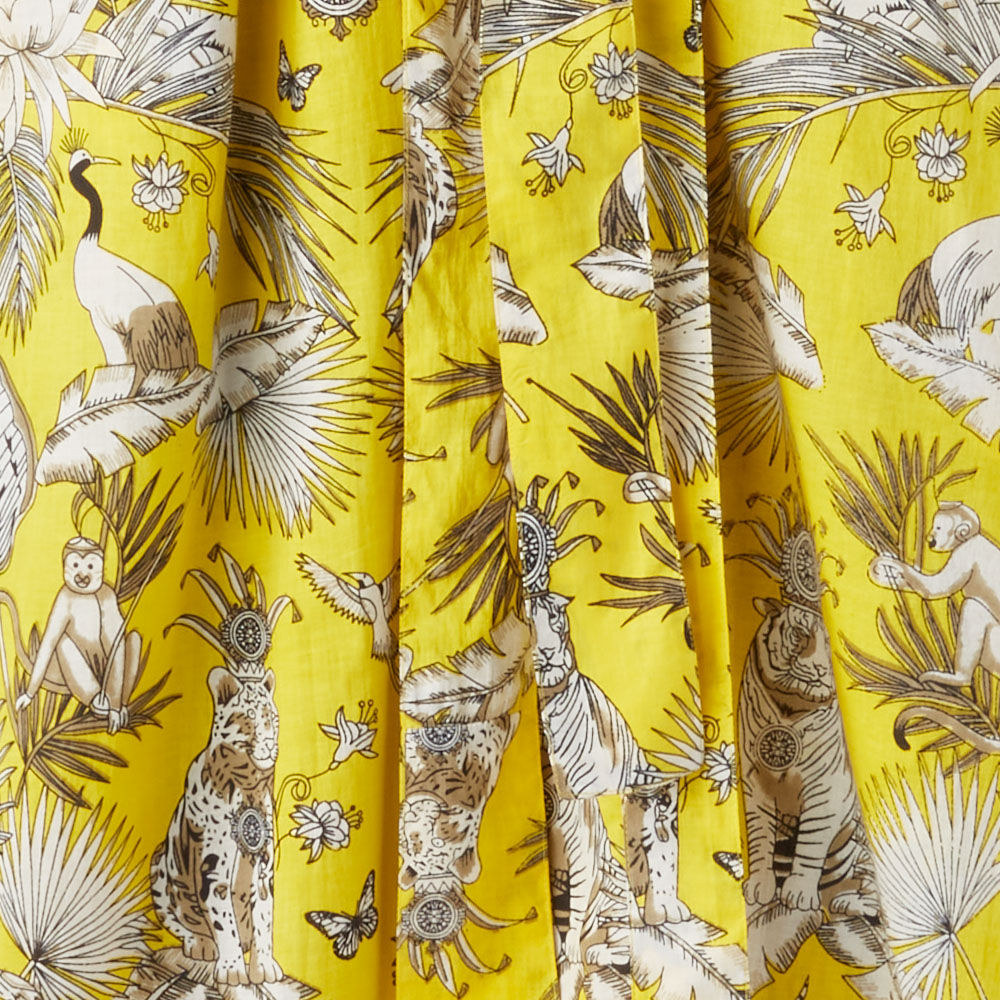 Kimono mit Allover-Print, Baumwolle, gelb