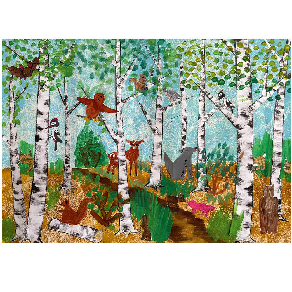 Grußkarte Birkenwald