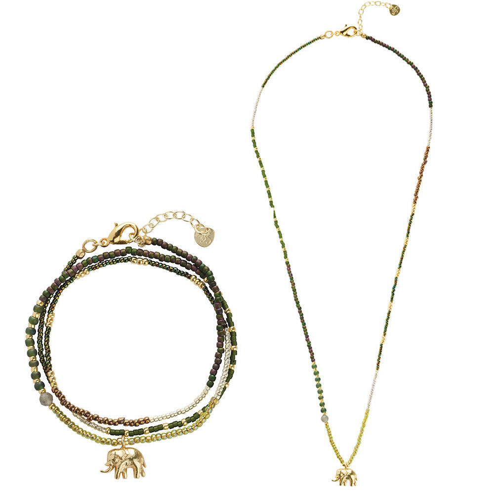 Kette mit Elefantenanhänger und Labradorite-0