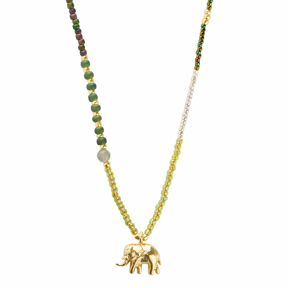Kette mit Elefantenanhänger und Labradorite-2